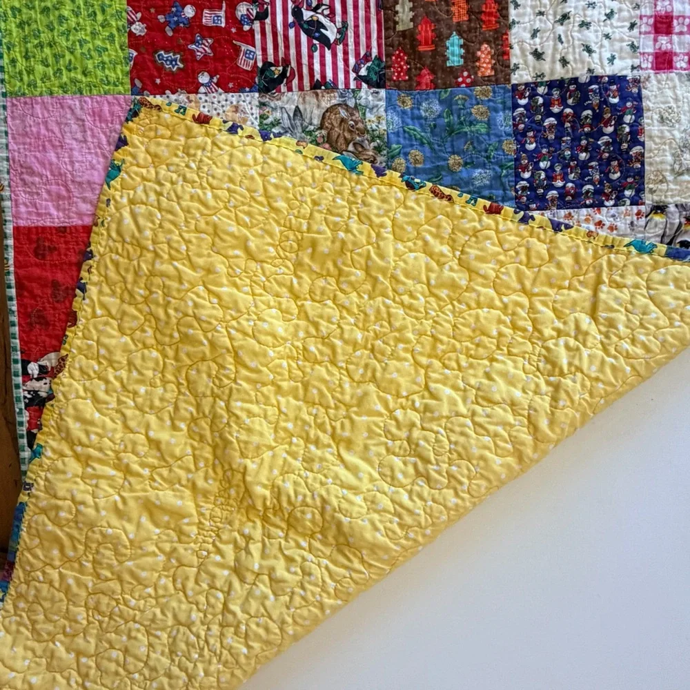 Small hand crafted patchwork child theme quilt